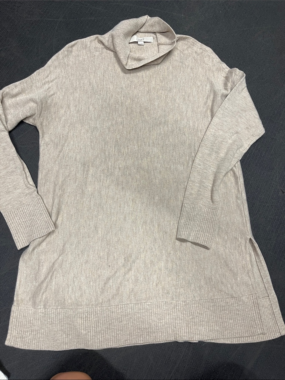 LOFT Taupe Cowl Neck Sweater Tunic